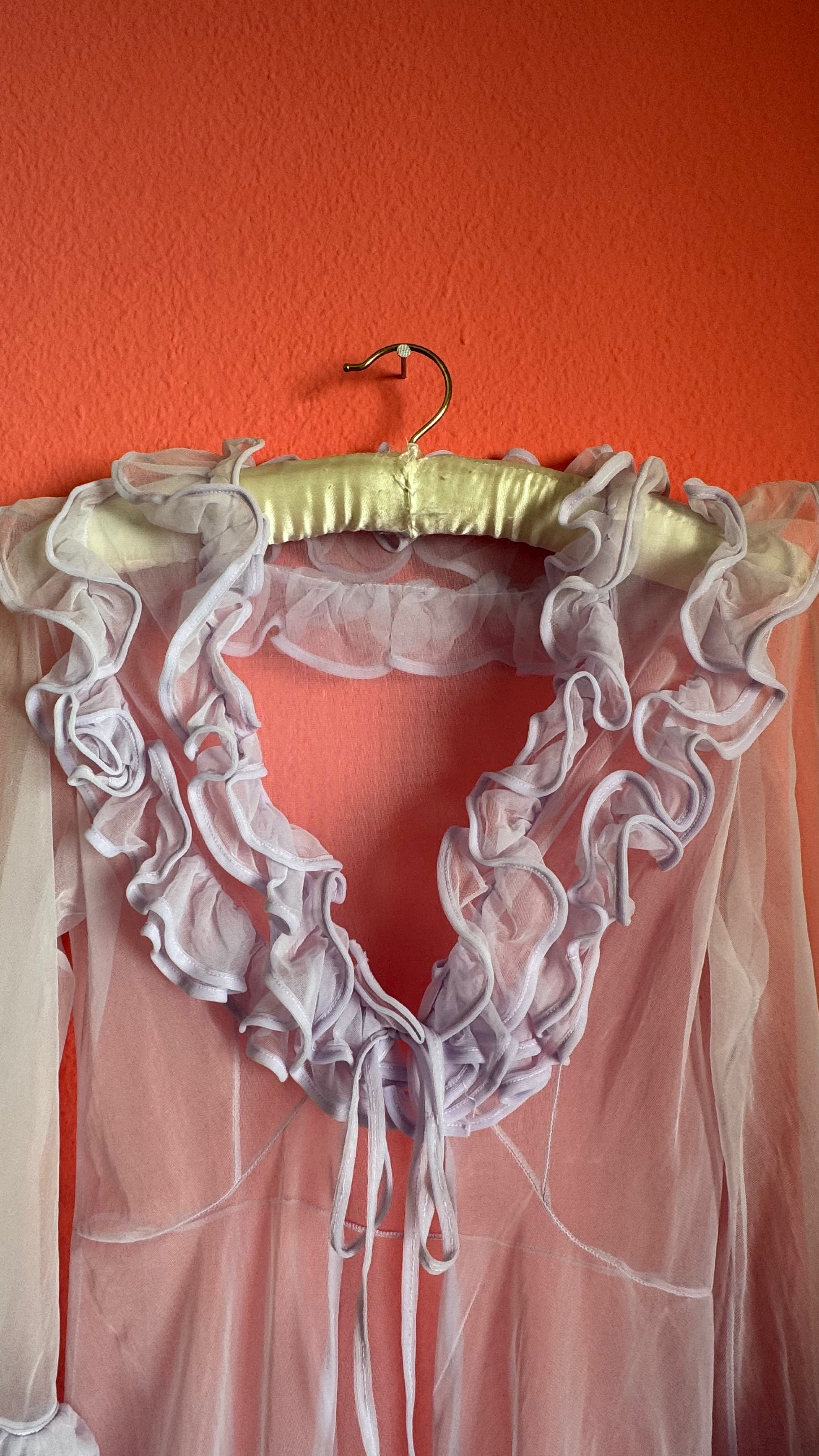 Vintage 1960s Pale Pink Ruffle Nightgown Set