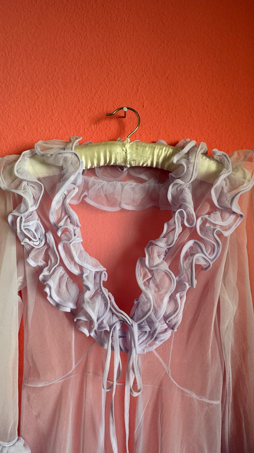 Vintage 1960s Pale Pink Ruffle Nightgown Set