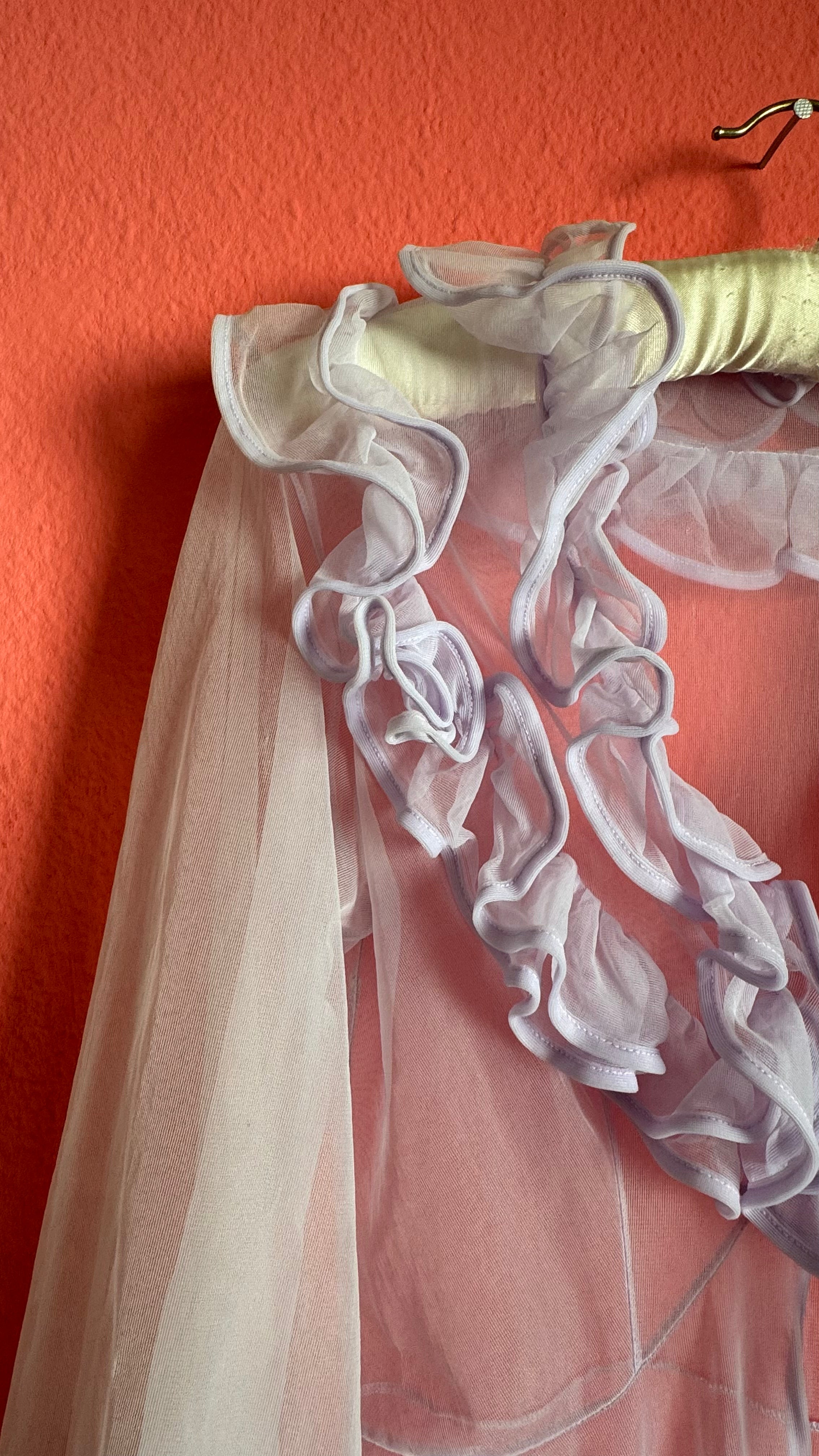 Vintage 1960s Pale Pink Ruffle Nightgown Set