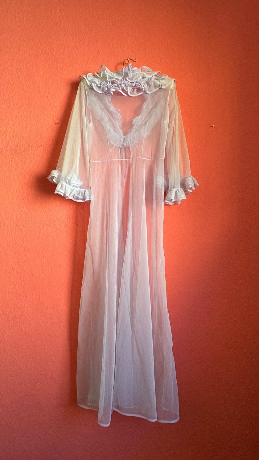 Vintage 1960s Pale Pink Ruffle Nightgown Set
