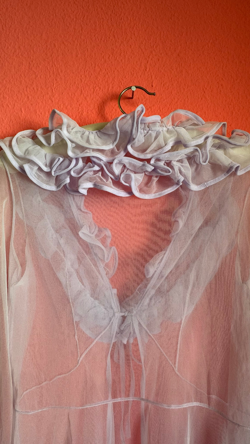 Vintage 1960s Pale Pink Ruffle Nightgown Set