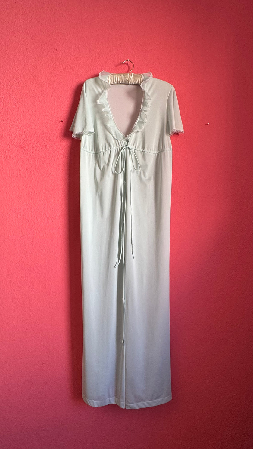 Vintage 1960s Pale Mint Nightgown & Robe Set