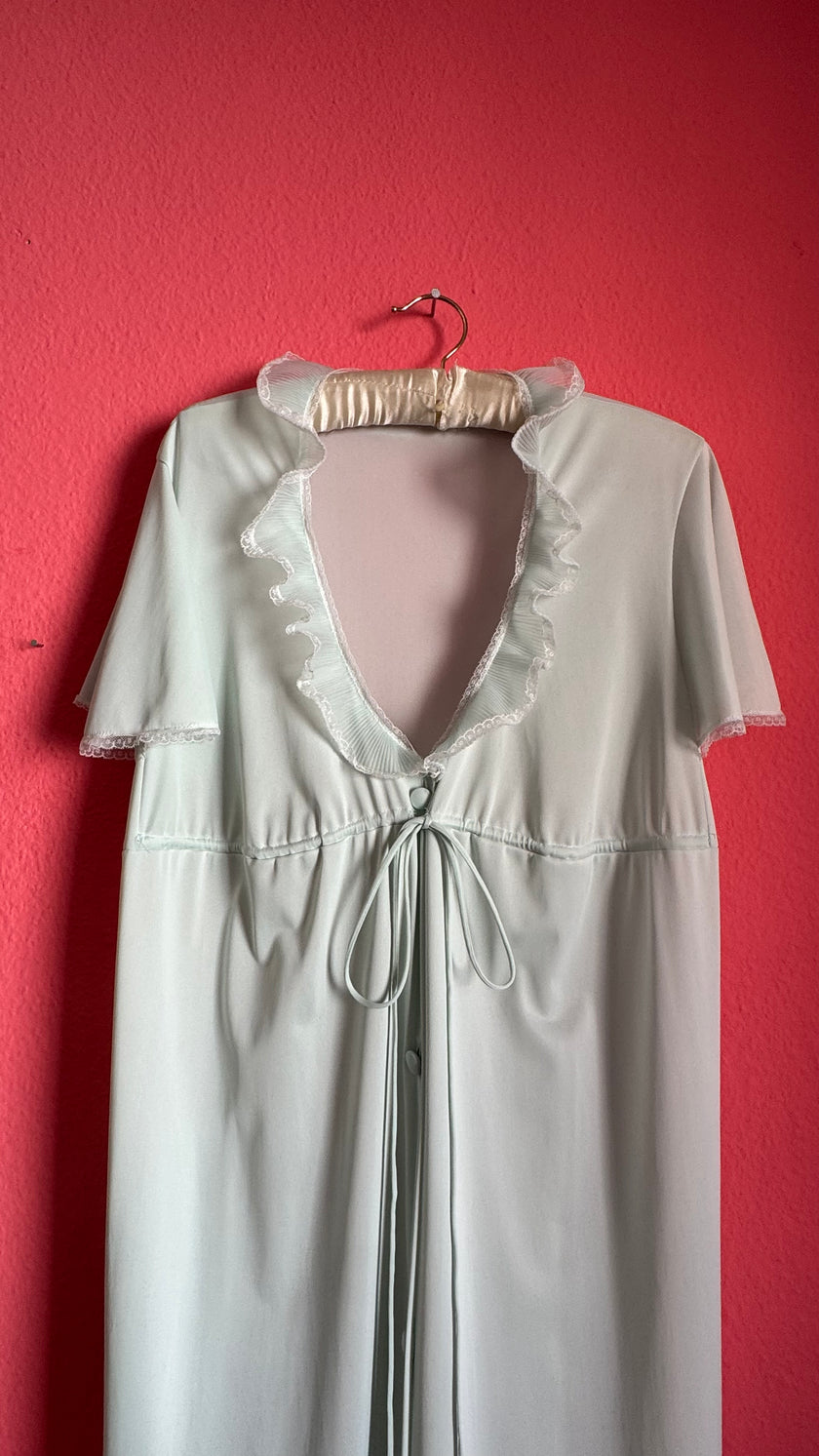 Vintage 1960s Pale Mint Nightgown & Robe Set