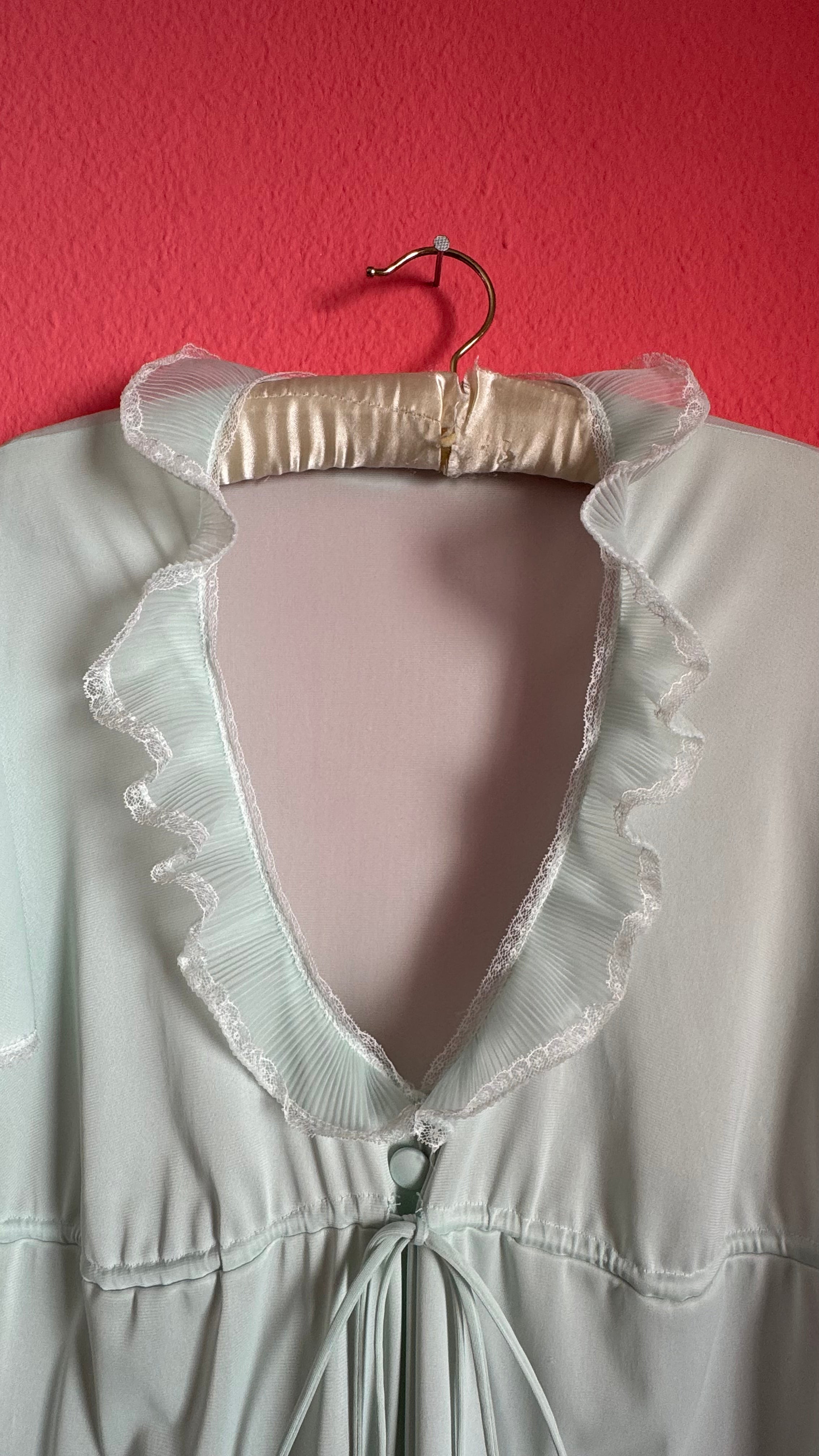 Vintage 1960s Pale Mint Nightgown & Robe Set