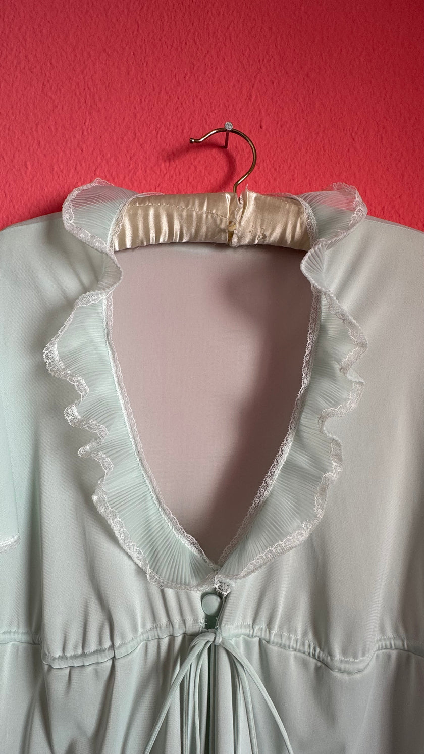 Vintage 1960s Pale Mint Nightgown & Robe Set