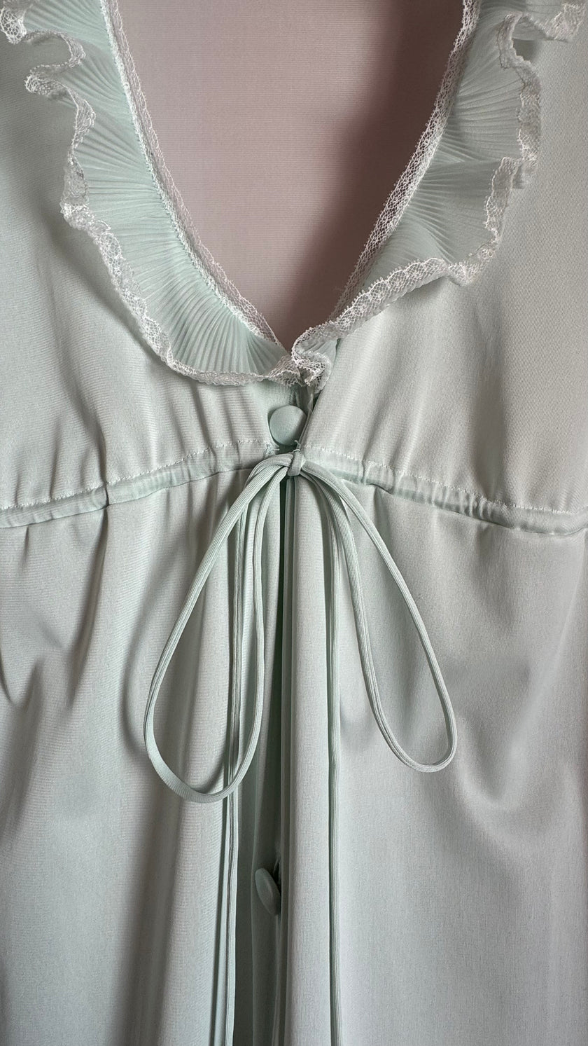 Vintage 1960s Pale Mint Nightgown & Robe Set