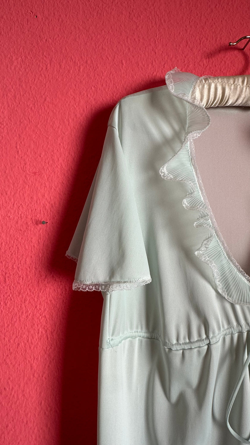 Vintage 1960s Pale Mint Nightgown & Robe Set