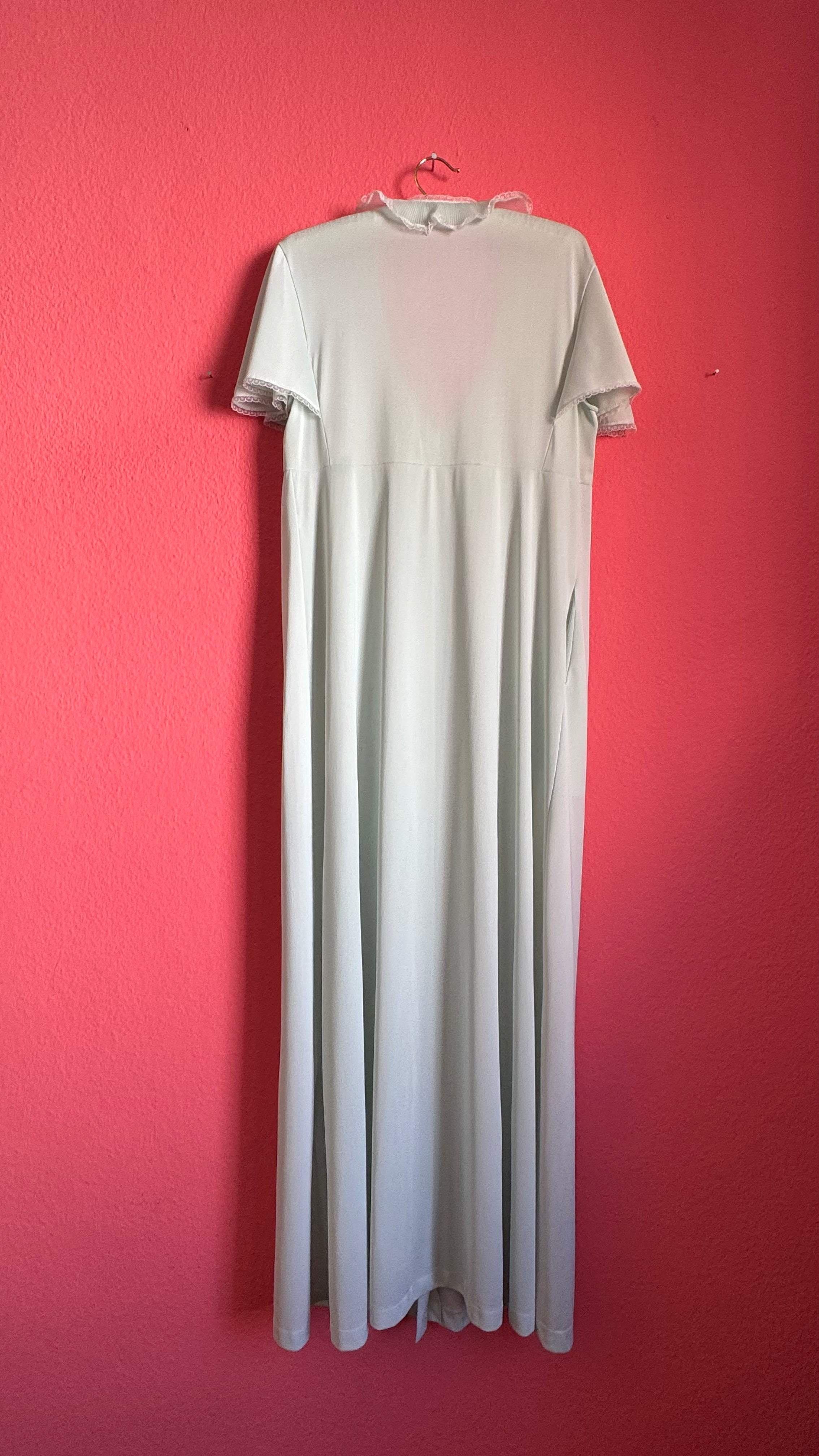 Vintage 1960s Pale Mint Nightgown & Robe Set
