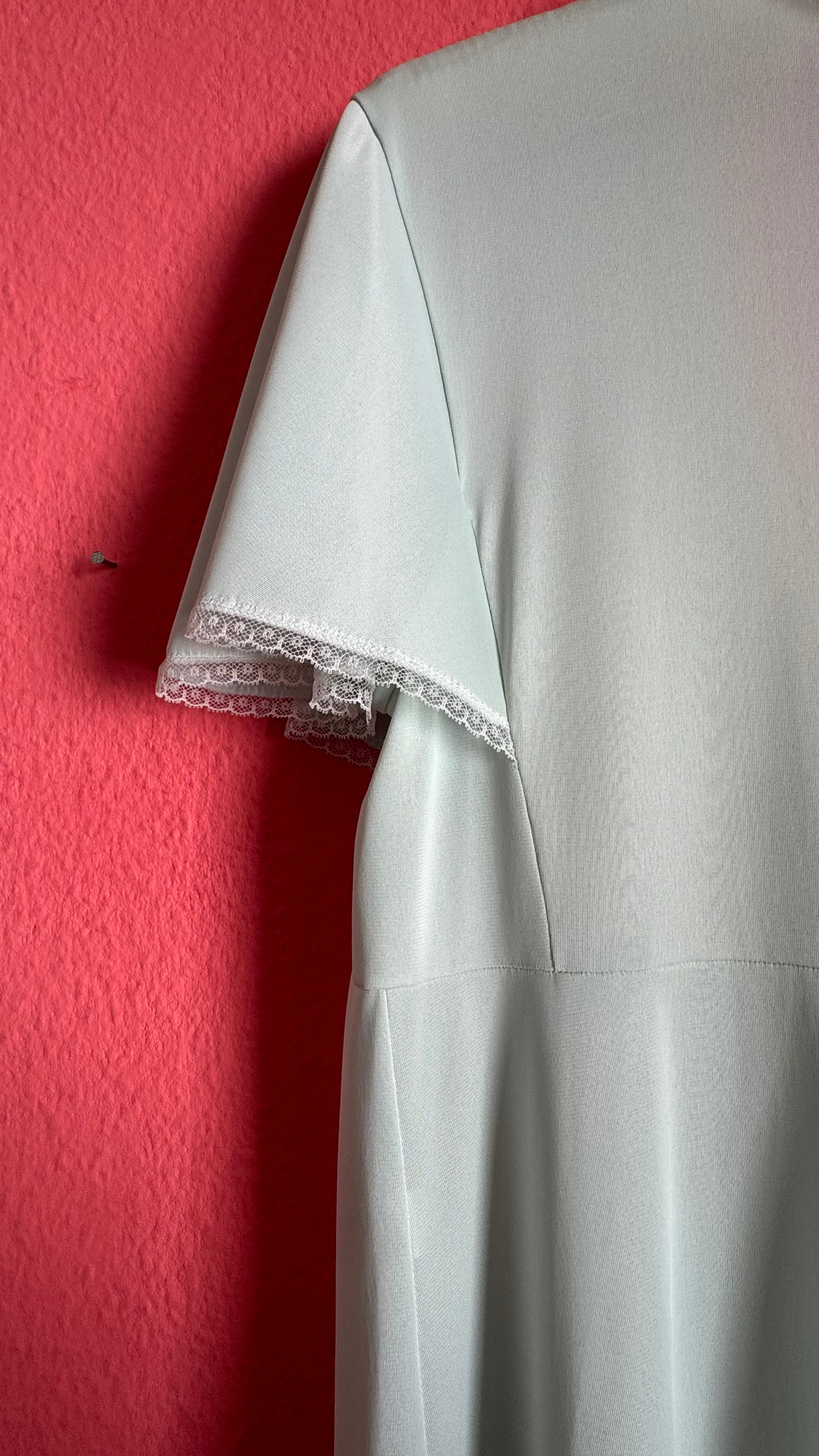 Vintage 1960s Pale Mint Nightgown & Robe Set