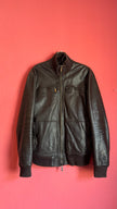 Vintage Early 2000s Dark Brown Lamb Leather Jacket by Calvin Klein Collection