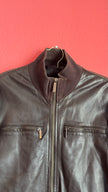 Vintage Early 2000s Dark Brown Lamb Leather Jacket by Calvin Klein Collection