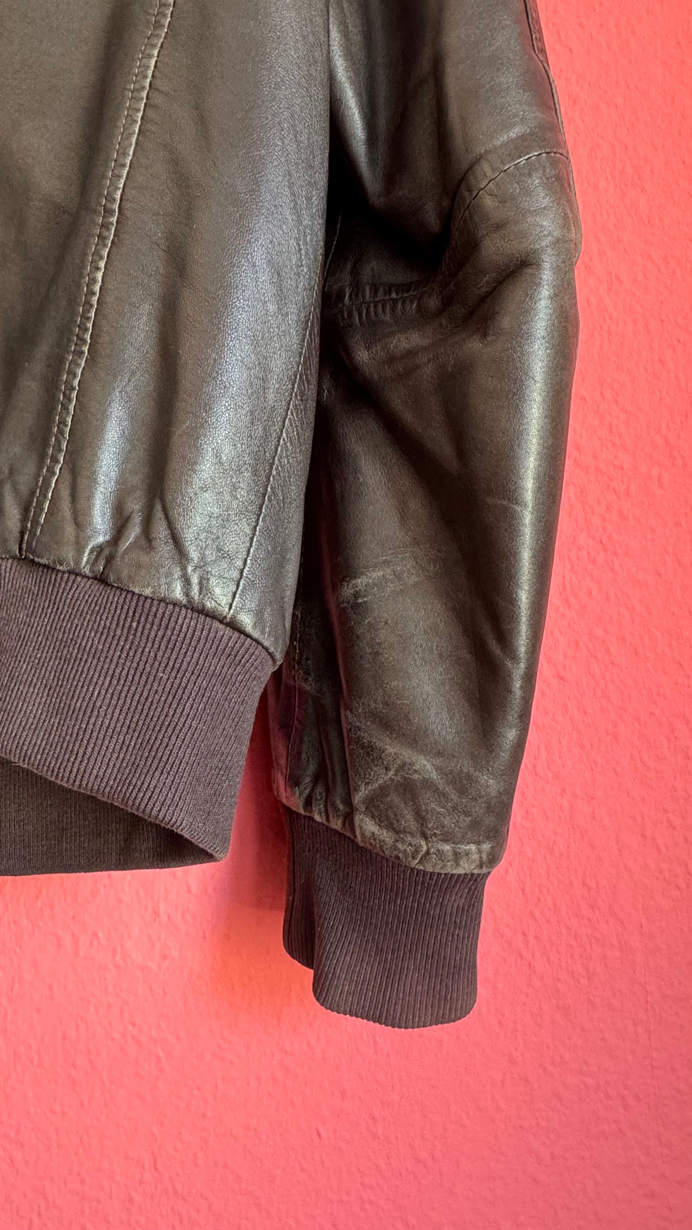 Vintage Early 2000s Dark Brown Lamb Leather Jacket by Calvin Klein Collection