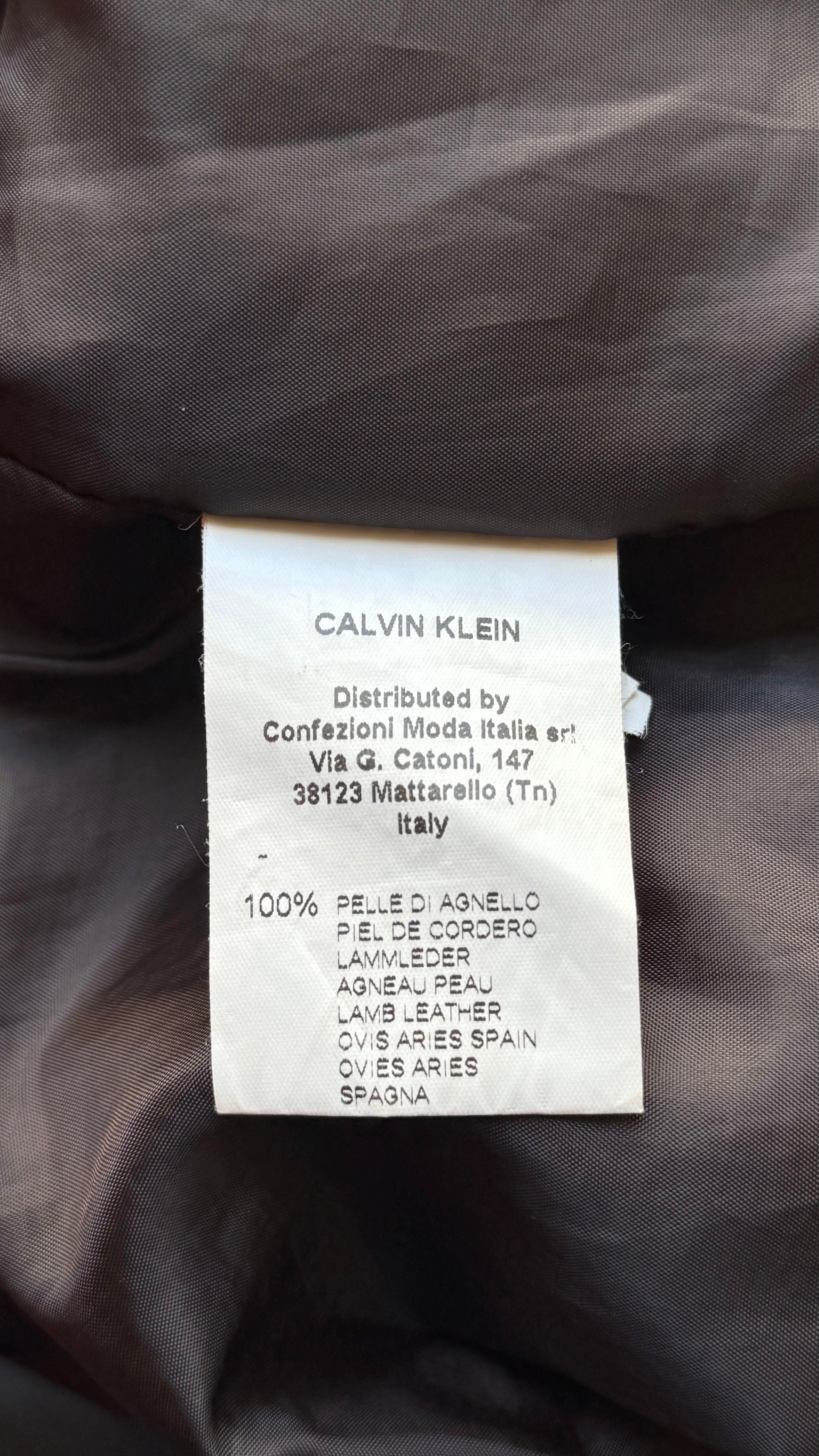 Vintage Early 2000s Dark Brown Lamb Leather Jacket by Calvin Klein Collection