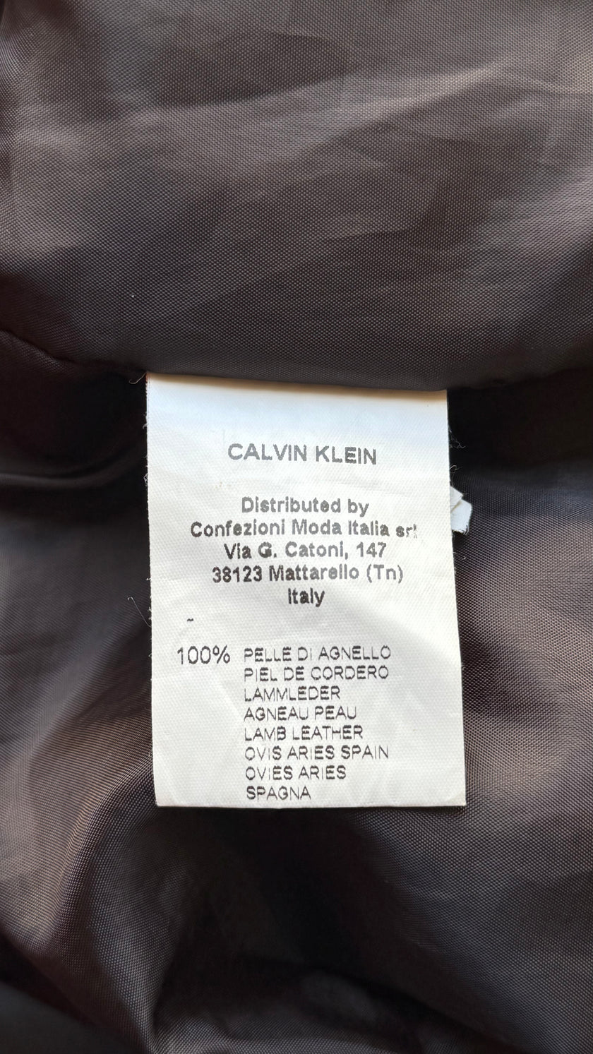 Vintage Early 2000s Dark Brown Lamb Leather Jacket by Calvin Klein Collection