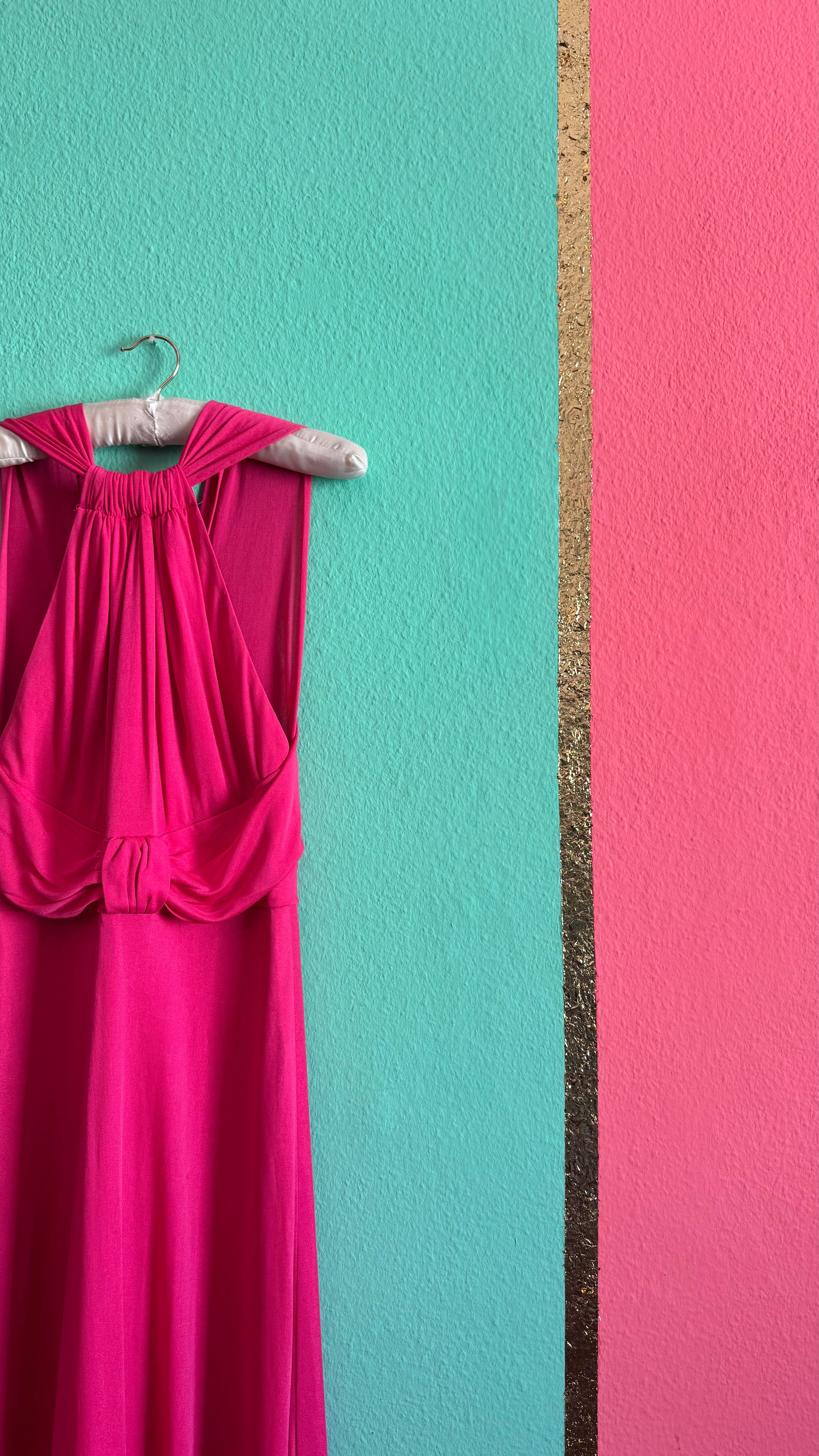 Vintage 1970s Fuchsia Draped Maxi Dress by Cocktail Hoffmann