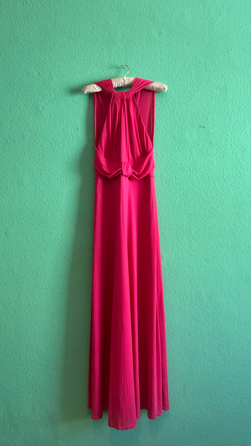 Vintage 1970s Fuchsia Draped Maxi Dress by Cocktail Hoffmann