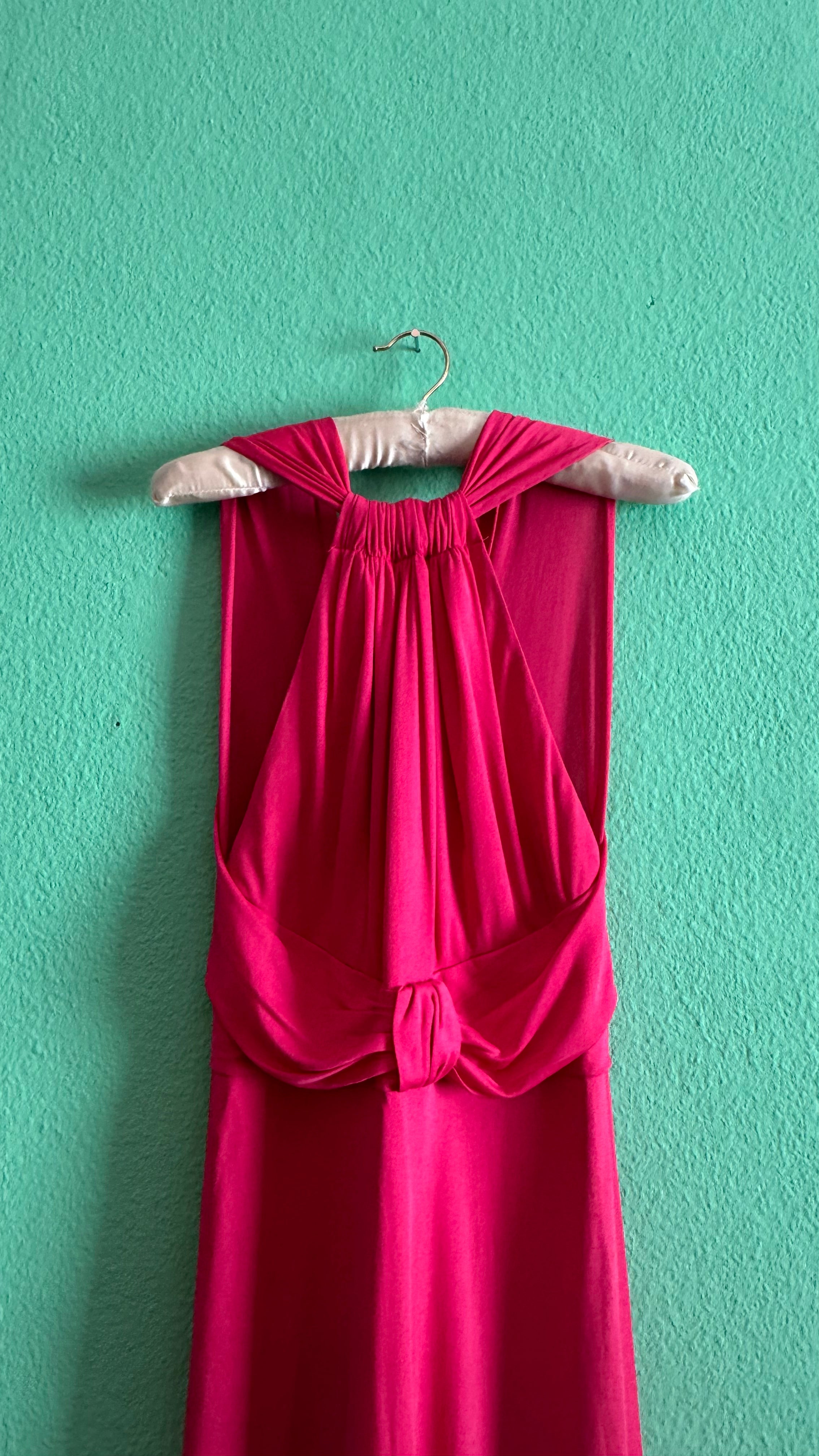 Vintage 1970s Fuchsia Draped Maxi Dress by Cocktail Hoffmann