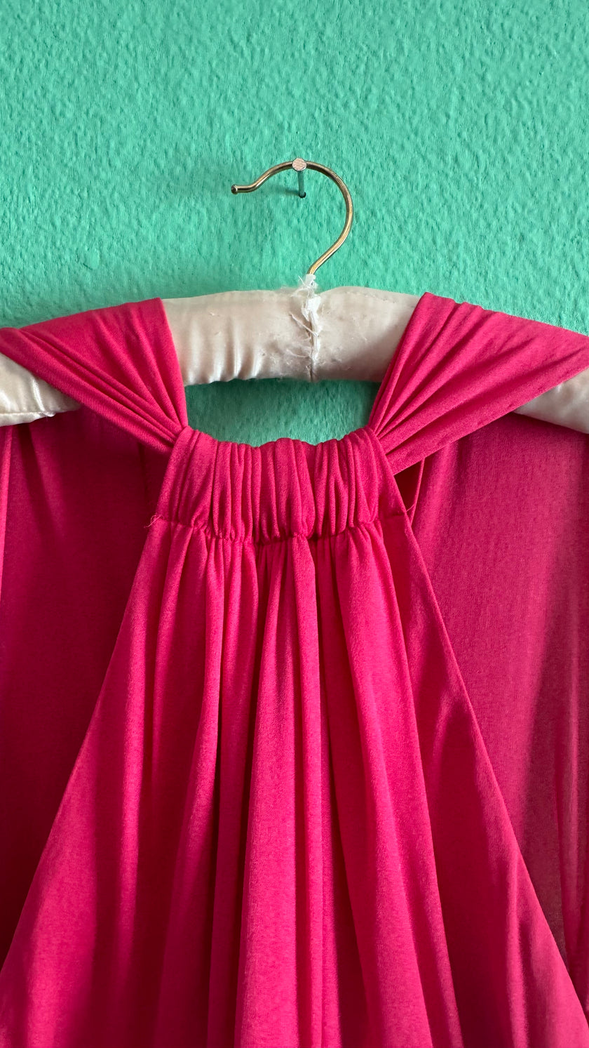 Vintage 1970s Fuchsia Draped Maxi Dress by Cocktail Hoffmann