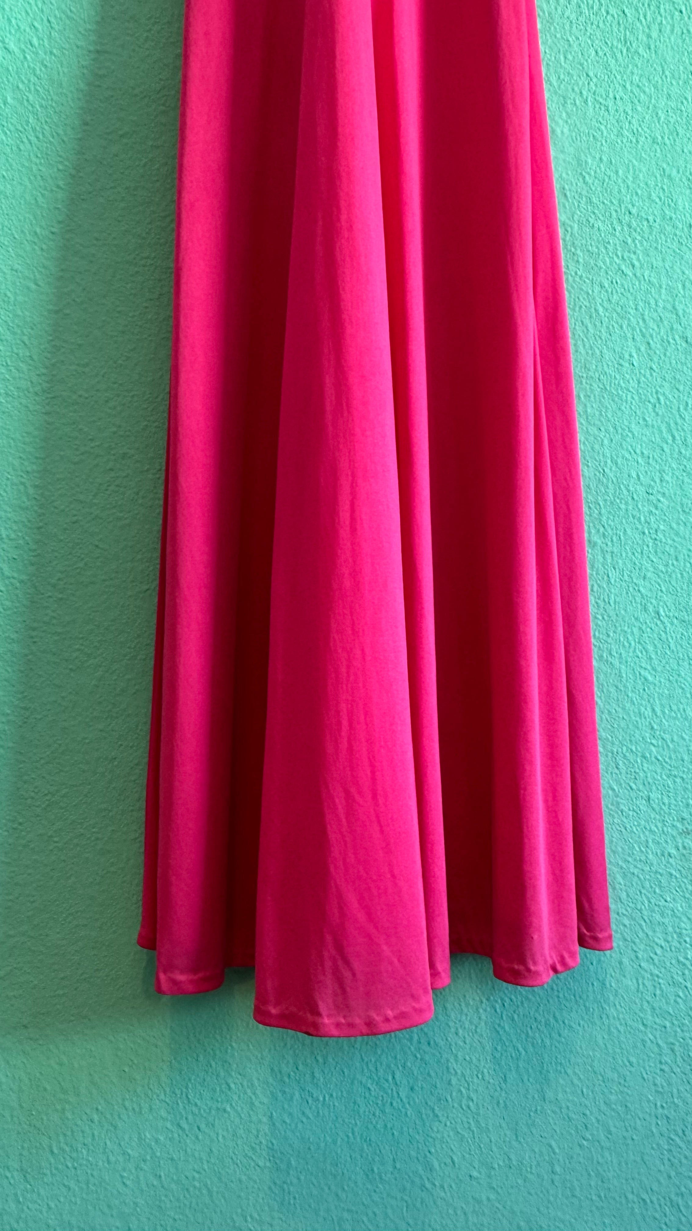 Vintage 1970s Fuchsia Draped Maxi Dress by Cocktail Hoffmann