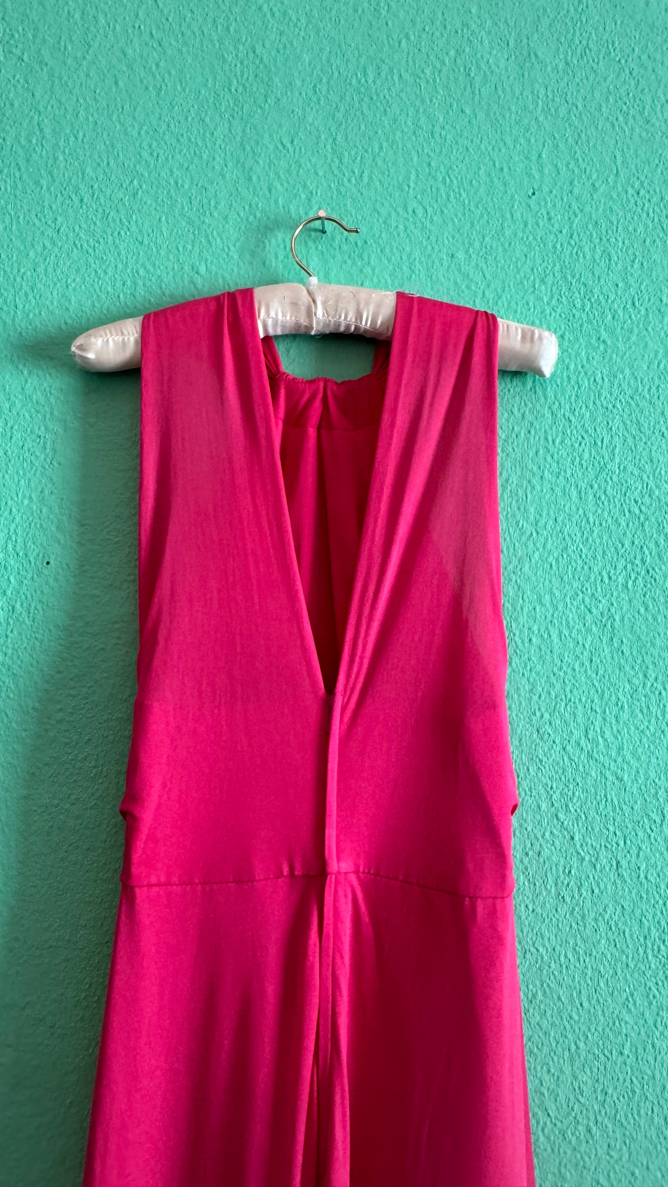 Vintage 1970s Fuchsia Draped Maxi Dress by Cocktail Hoffmann