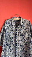 Vintage 1970s Indigo Batik Short Sleeve Shirt