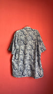 Vintage 1970s Indigo Batik Short Sleeve Shirt