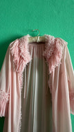 Vintage 1960s Blush Pink Ruffled Peignoir Robe