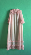 Vintage 1960s Blush Pink Ruffled Peignoir Robe