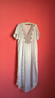 Vintage 1980s Ivory Polka Dot Polyester Nightgown & Robe Set