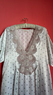 Vintage 1980s Ivory Polka Dot Polyester Nightgown & Robe Set