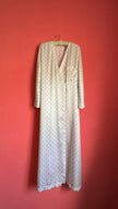 Vintage 1980s Ivory Polka Dot Polyester Nightgown & Robe Set