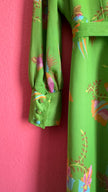 Vintage 1970s Green Floral Maxi Dress With Belt
