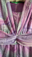 Vintage 1970s Lilac Abstract Floral Silk Maxi Dress