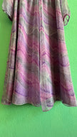 Vintage 1970s Lilac Abstract Floral Silk Maxi Dress