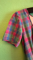Vintage 1980s Cotton Plaid Dirndl With Plum Apron