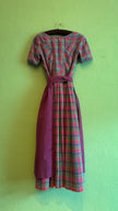 Vintage 1980s Cotton Plaid Dirndl With Plum Apron