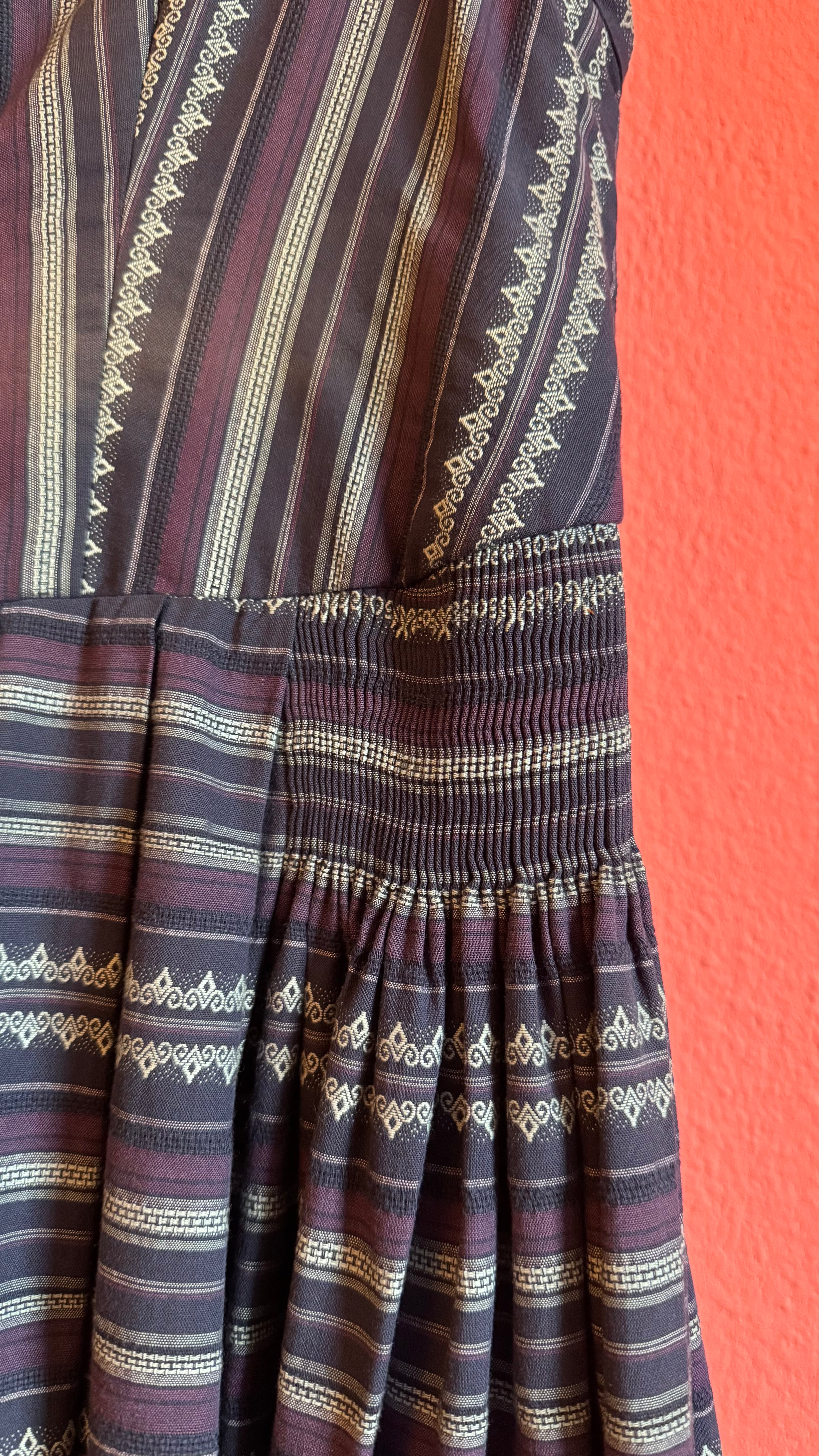 Vintage 1980s Cotton Dirndl With Striped Apron