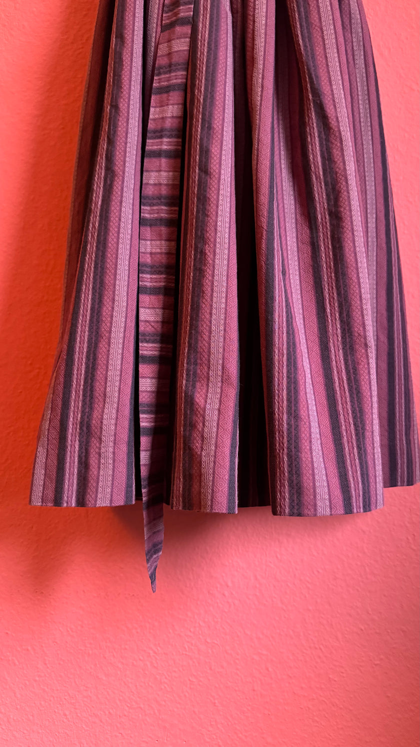 Vintage 1980s Cotton Dirndl With Striped Apron