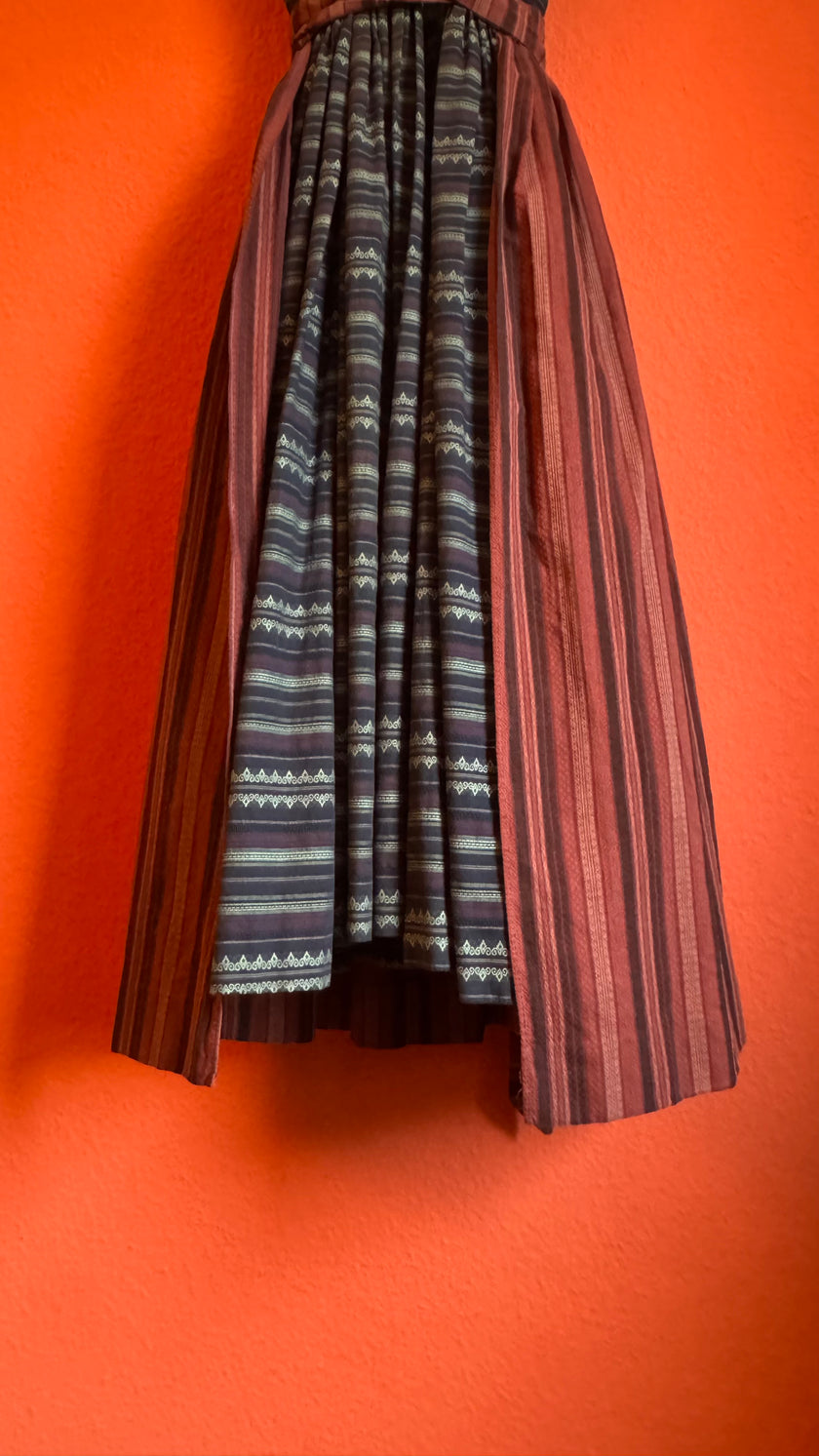 Vintage 1980s Cotton Dirndl With Striped Apron