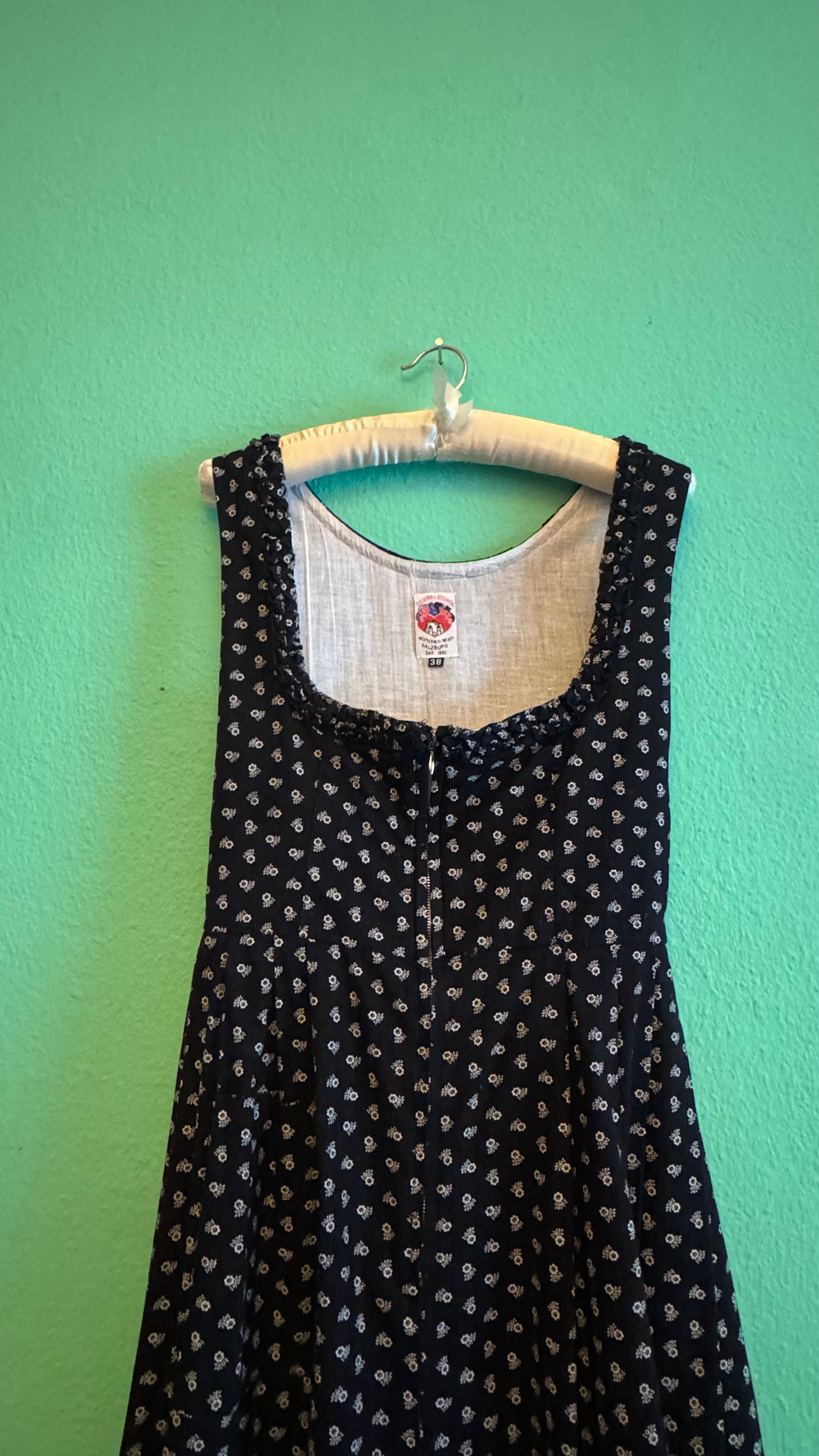 Vintage 1980s Original Steindl Cotton Dirndl With Plaid Apron