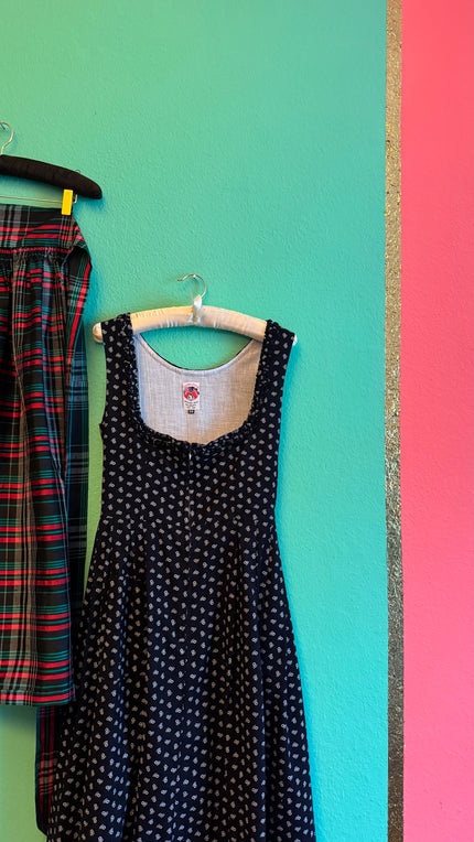 Vintage 1980s Original Steindl Cotton Dirndl With Plaid Apron