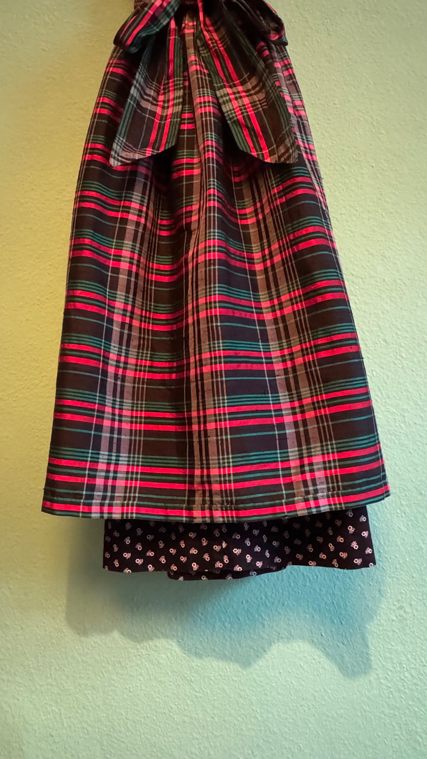Vintage 1980s Original Steindl Cotton Dirndl With Plaid Apron