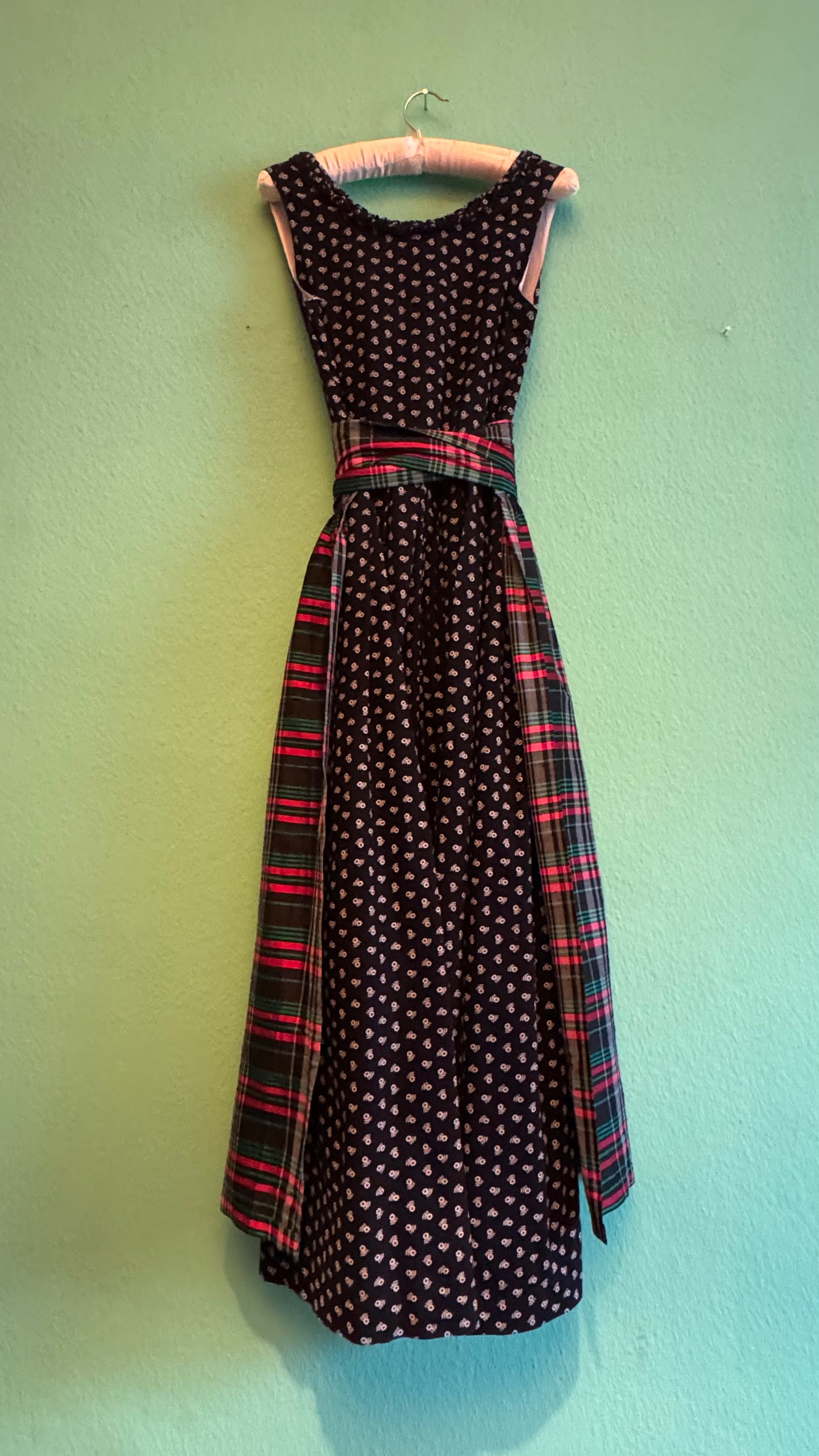 Vintage 1980s Original Steindl Cotton Dirndl With Plaid Apron