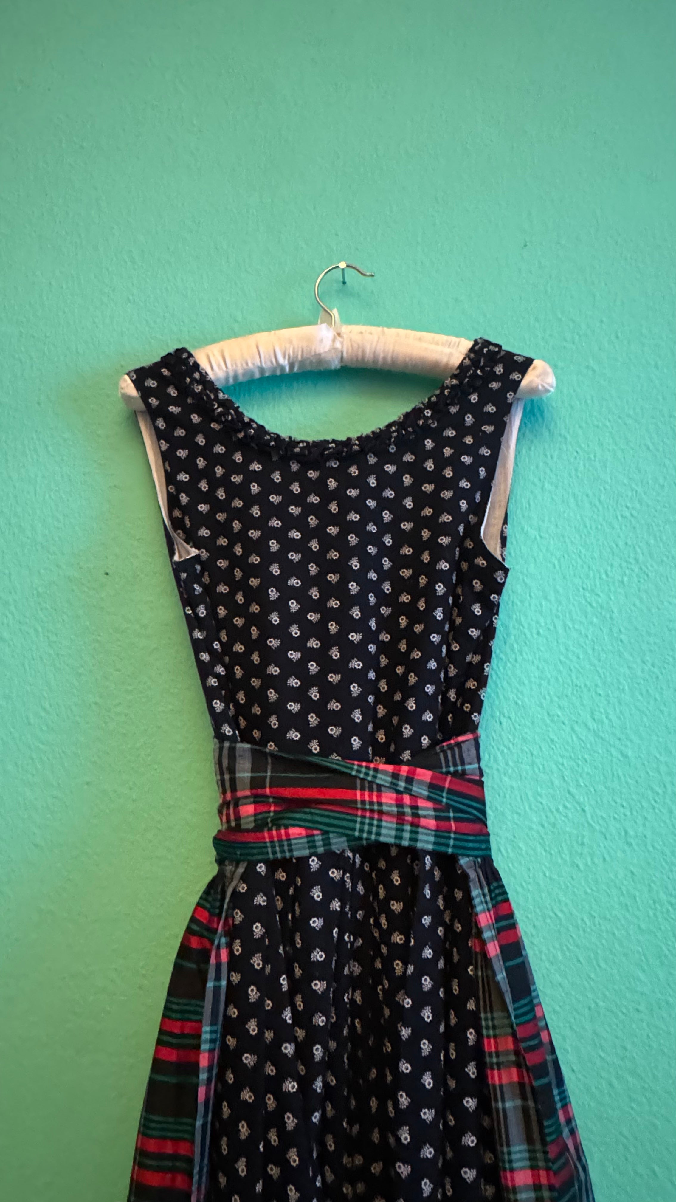 Vintage 1980s Original Steindl Cotton Dirndl With Plaid Apron