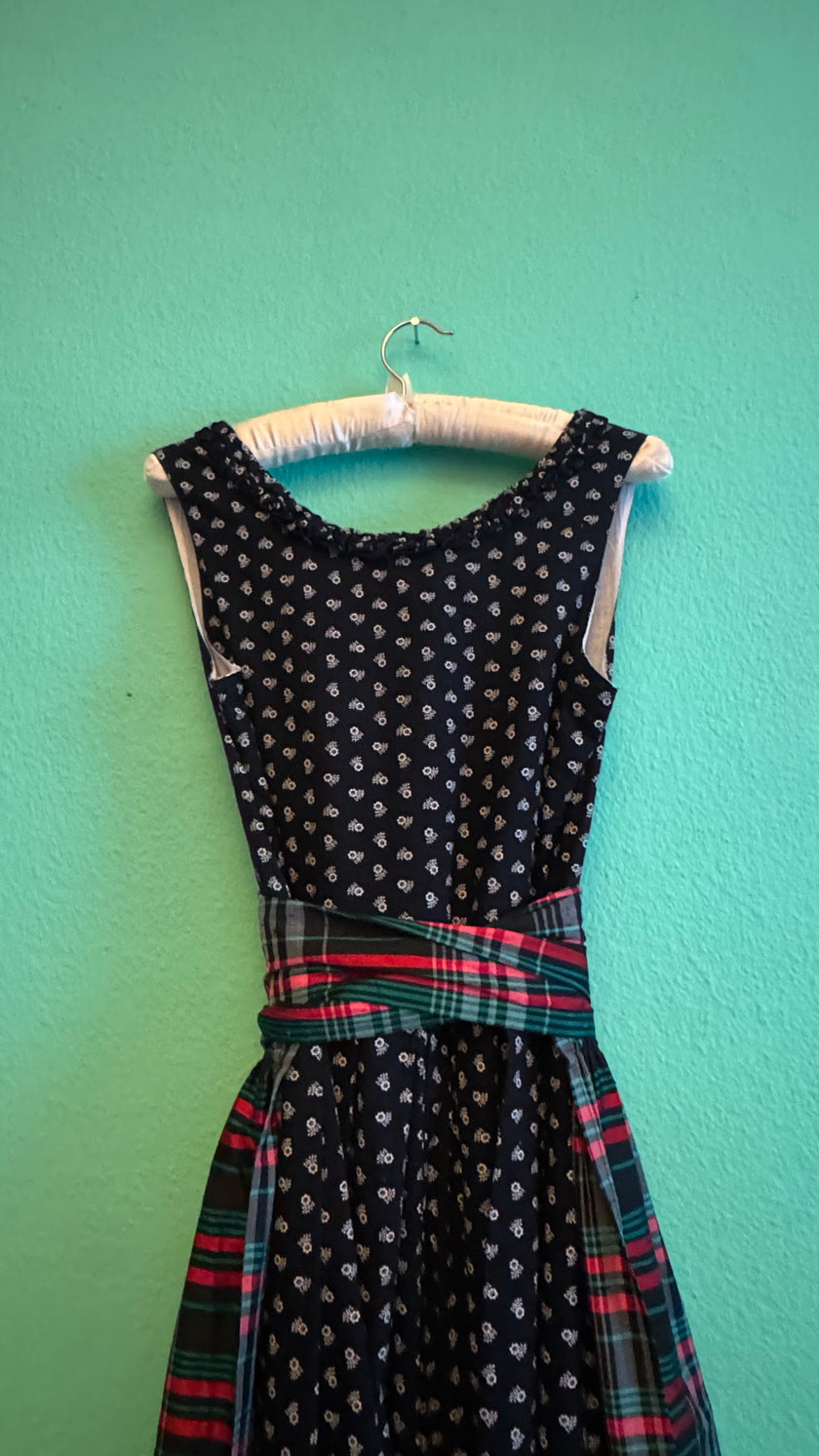 Vintage 1980s Original Steindl Cotton Dirndl With Plaid Apron