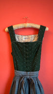 Vintage 1980s Sportalm Green Dirndl With Light Blue Apron
