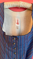 Vintage 1980s Blue Cotton Dirndl With Striped Apron