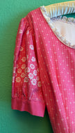 Vintage 1980s Pink Floral Dirndl With Blue Apron