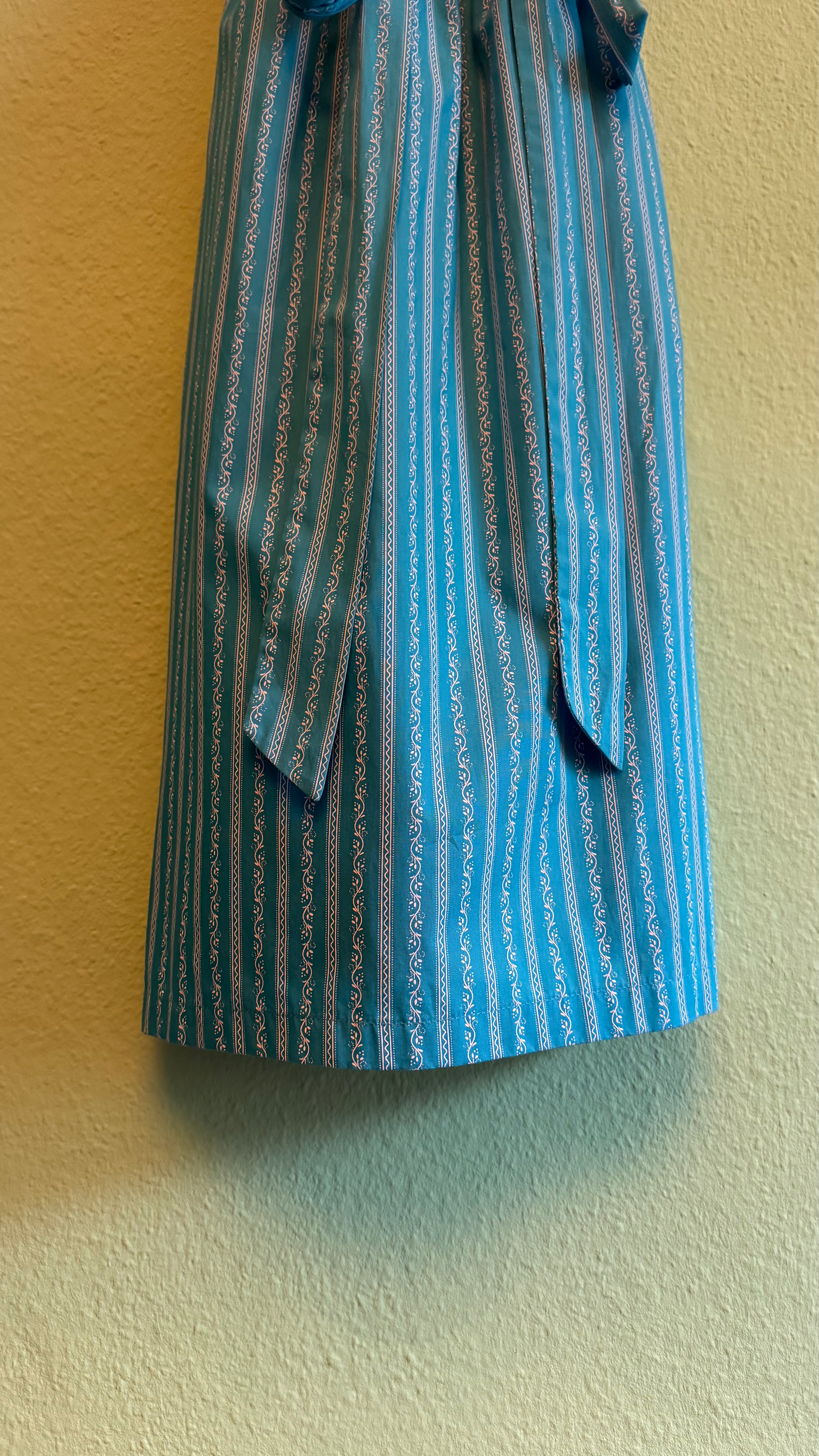 Vintage 1980s Pink Floral Dirndl With Blue Apron