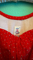 Vintage 1980s Red Dirndl With Light Blue Apron